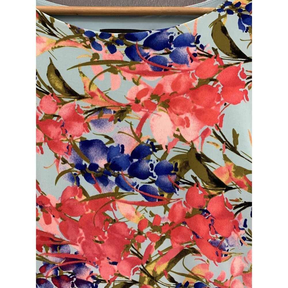 Jones New York Colorful Floral Ruched Knit Dress Size 12 Cottage Romantic Travel - Picture 14 of 15
